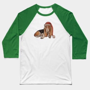 Christmas Basset Hound Baseball T-Shirt